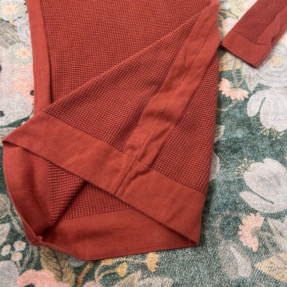 Prana Masina Sweater Dress Women's Large Rust Waffle Knit Thermal Cowl Neck L - Picture 4 of 12
